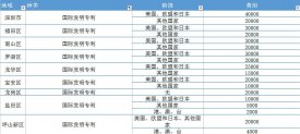 深圳市及各区国际发明专利补贴表